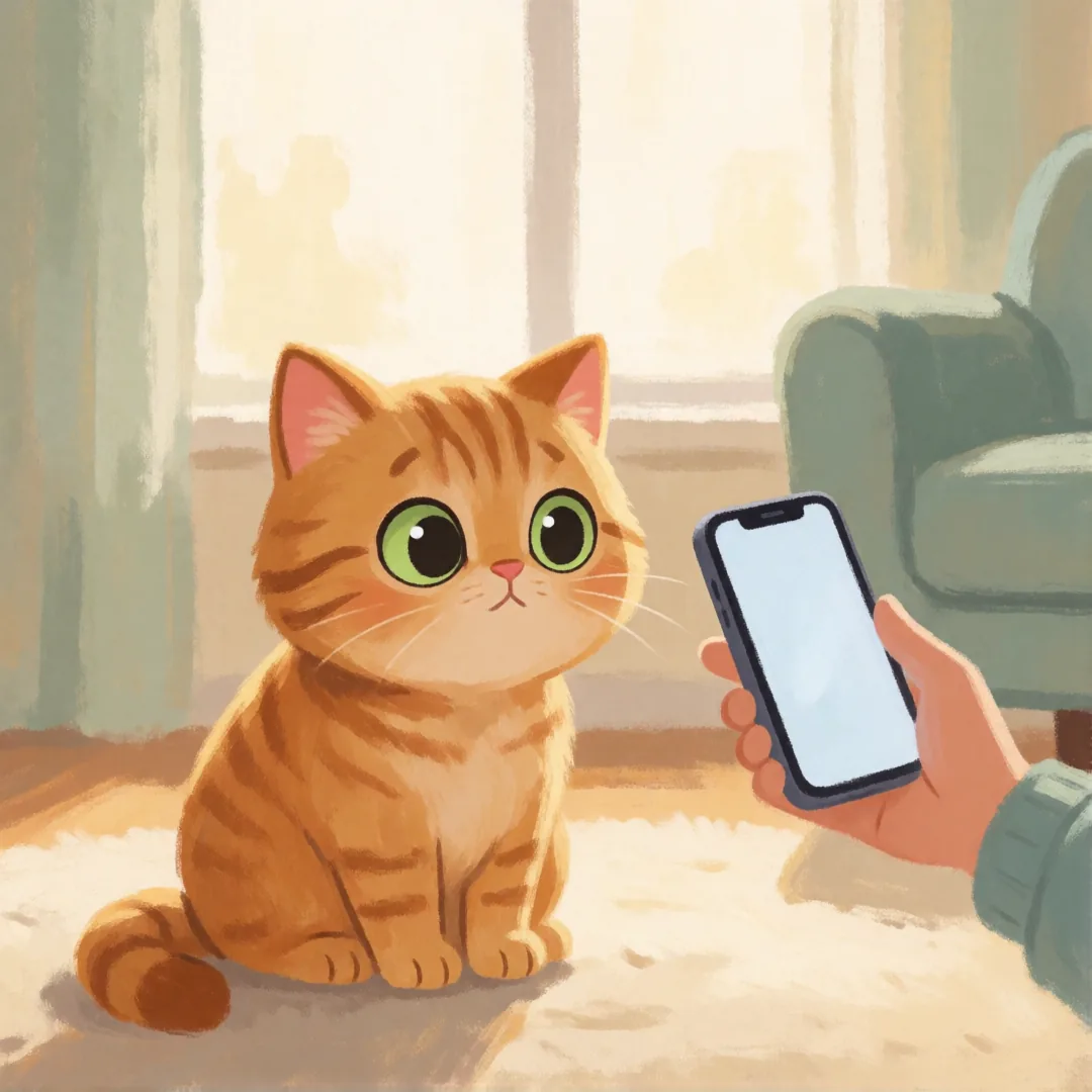 橘猫被主人用手机描述症状